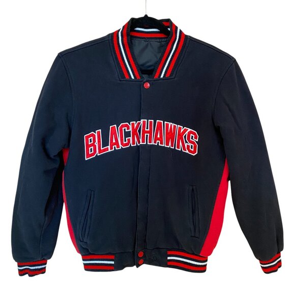 JH Design NHL Hockey Chicago Blackhawks Reversible Varsity Jacket
